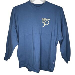 Walt Disney World 50th Anniversary Spirit Blue Pullover Jersey Top Men Sz Small